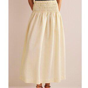 Boden Cream Shirred Waist Linen Midi Maxi Skirt - US 10